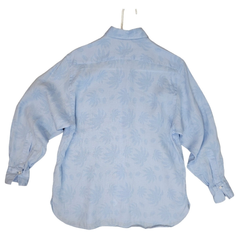 Lorenzini Blue Linen Button Fown Shirt - Picture 4 of 8